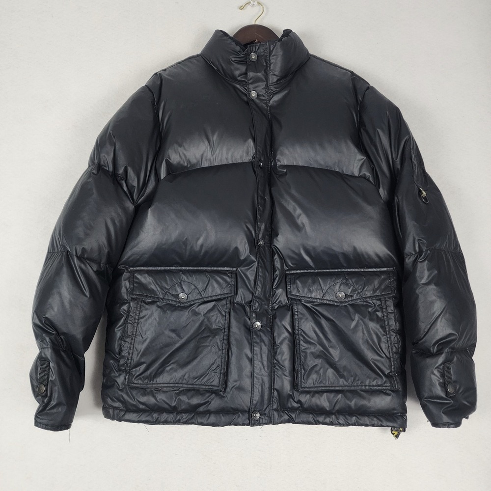 VTG Y2K Gap 1969 Puffer Jacket Mens L/Tall Black Down Full Zip Pockets Winter